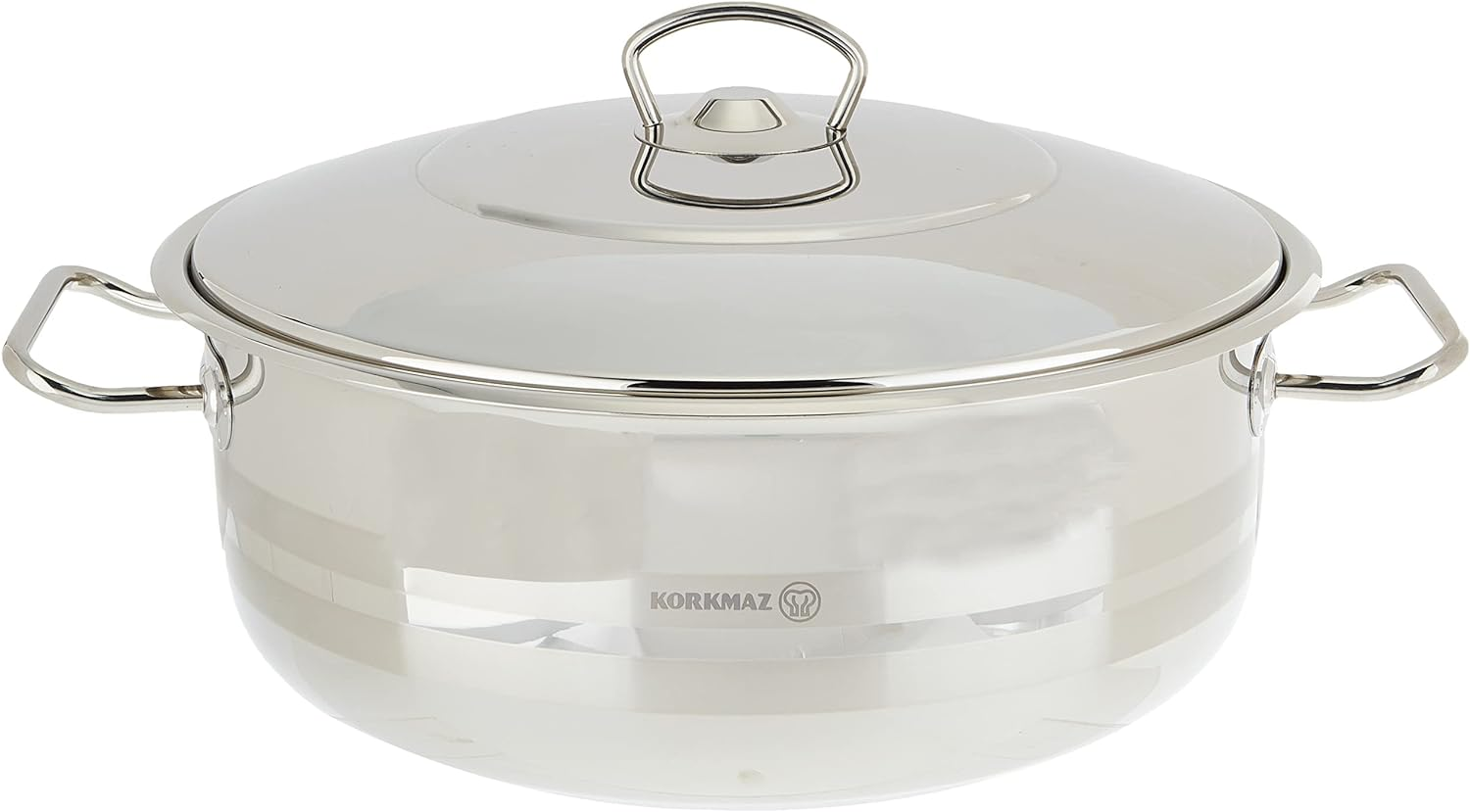 Korkmaz Mega Low Casserole 32X9 7.5L Silver Turkey Made 9 Korkmaz Mega Low Casserole 32X9 7.5L Silver Turkey Made