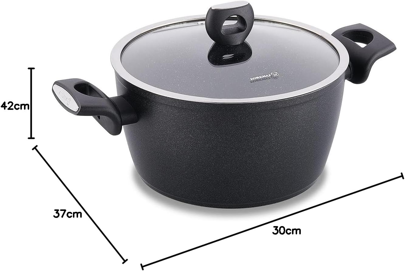 Korkmaz Nora Granite Stainless Steel Casserole Pot 28 Cm Non-Stick Coating With Scratch Resistance Turkey Made