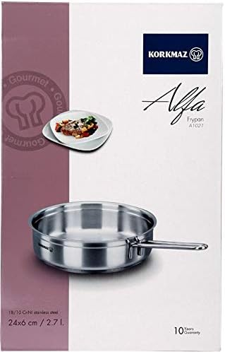 Korkmaz Stainless Steel Alfa Frypan 24X6Cm 2.7 Liter Turkey Made