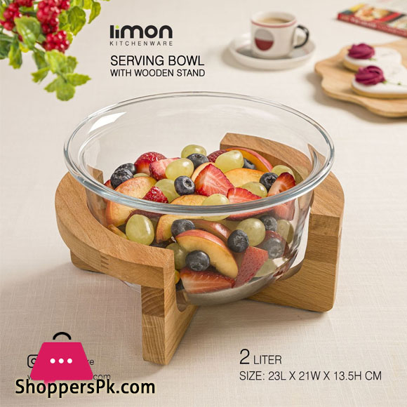 Buy Limon Serving Bowl with Wooden Stand Iran Made at Best Price in