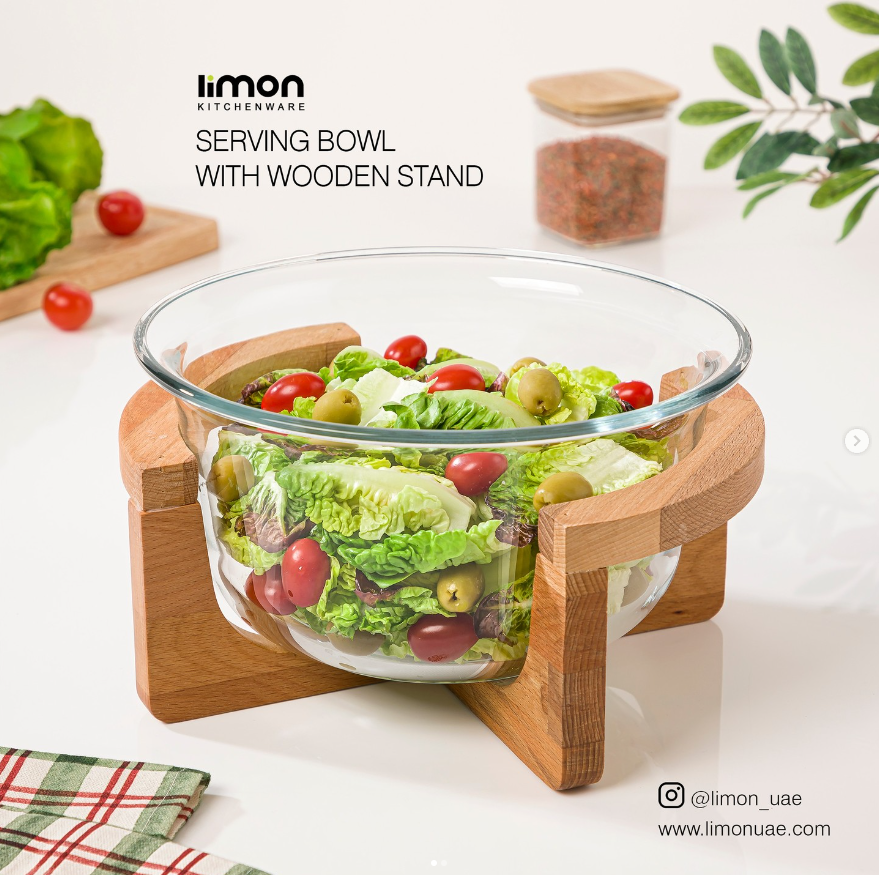 Limon Serving Bowl With Wooden Stand Iran Made