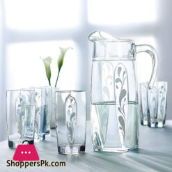 Luminarc 7pcs Flame Sparkle Silver Water Set made in UAE