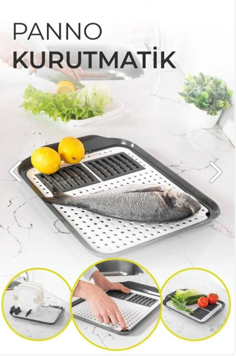 Multi-Purpose Dish Dryer And Fruit Vegetable Strainer Cutting Board 35X45 Cm - Turkish Made