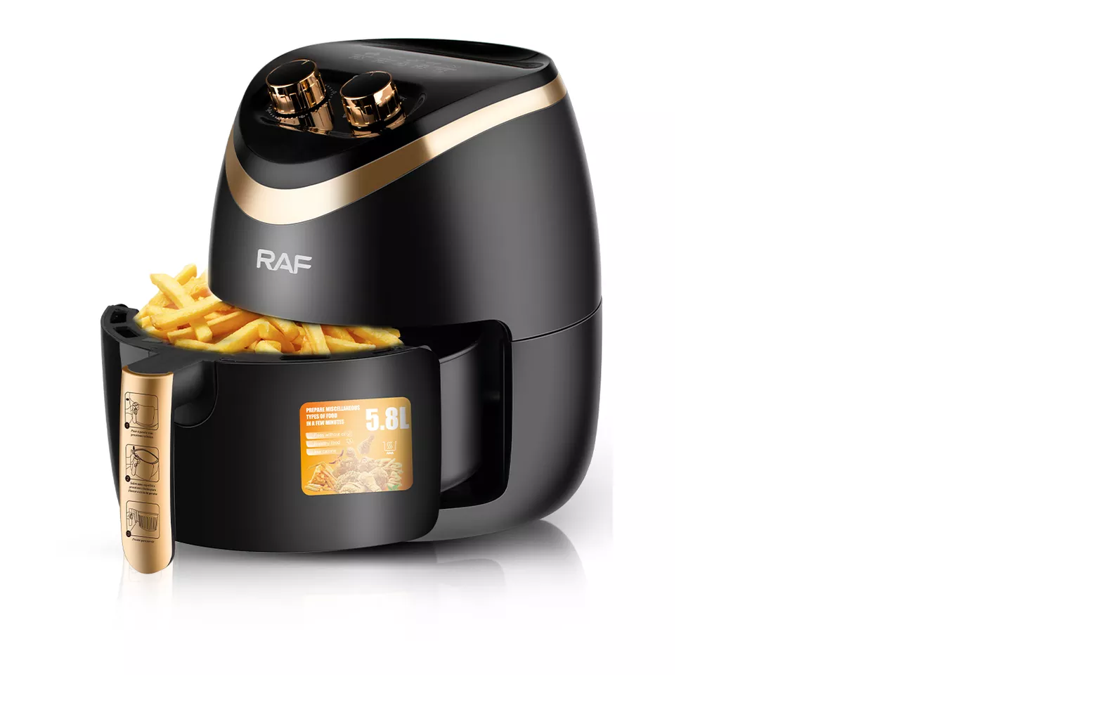 New Raf 5.8L Analog Air Fryer | R.5232 | 1500W | Multicolour 10 New Raf 5.8L Analog Air Fryer | R.5232 | 1500W | Multicolour
