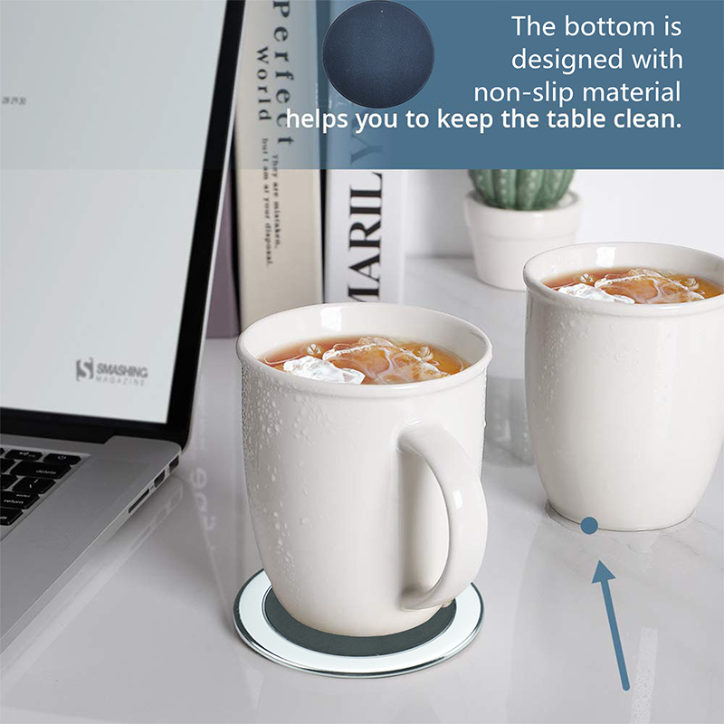 Non-Slip Leather Coasters Set Of 6 With Metal Holder Drinks Cup Mat Pad Round