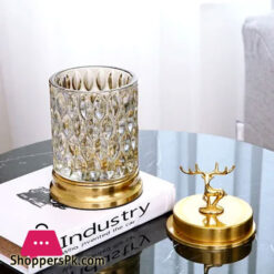 Nordic Glass Storage Jar With Lid Gold Diamond Spices Candy Jewelry Coffee Can Kitchen Organizer 1 - Pcs