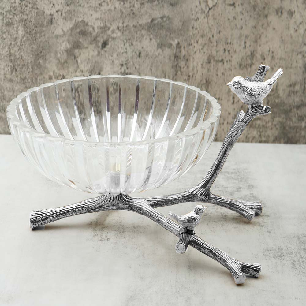 Orchid Fruit Glass Bowl Bird With Stand Wb997 Bowl - Silver 9 Orchid Fruit Glass Bowl Bird With Stand Wb997 Bowl - Silver