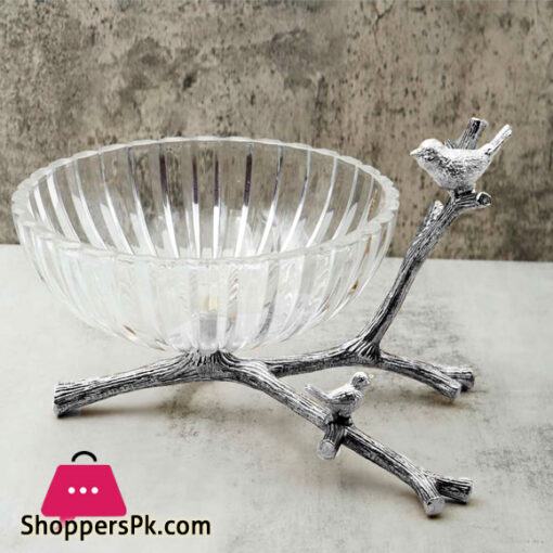 Orchid Fruit Glass Bowl Bird with Stand WB997 Bowl - Silver