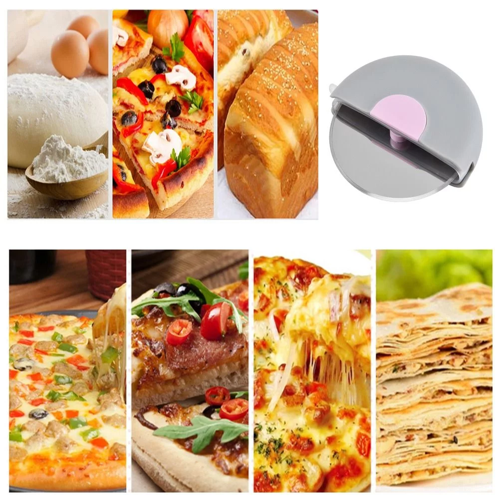 Pizza Cutter Washable Portable Pancake Knife With Lid For Dough Pastry Curved Handle Rotating Kitchen Baking Tools