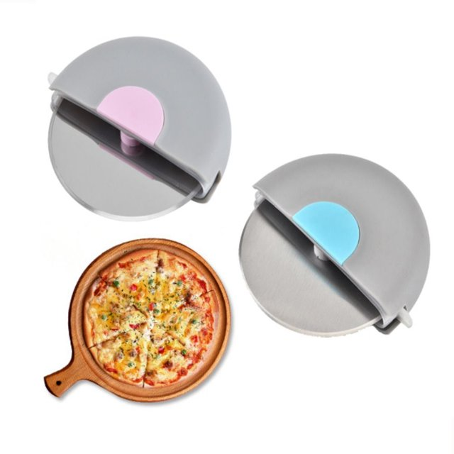Pizza Cutter Washable Portable Pancake Knife With Lid For Dough Pastry Curved Handle Rotating Kitchen Baking Tools