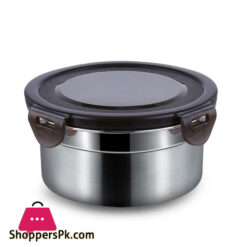 Pp Seal Lid Stainless Steel Fresh Food Container Round Shape Lunch Box 1600Ml