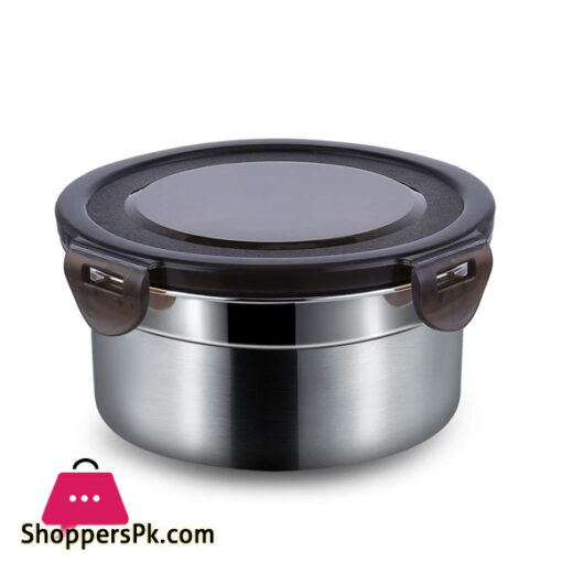 PP Seal Lid Stainless Steel Fresh Food Container Round Shape Lunch Box 1600ML