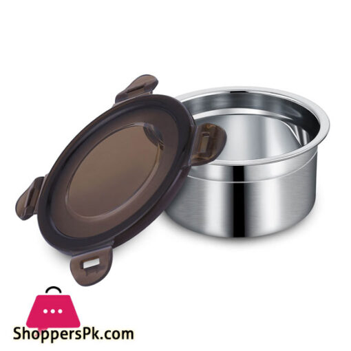 PP Seal Lid Stainless Steel Fresh Food Container Round Shape Lunch Box 2700ML