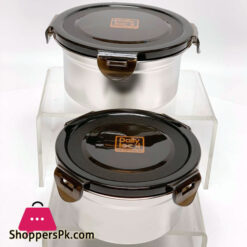 Pp Seal Lid Stainless Steel Fresh Food Container Round Shape Lunch Box 1600Ml