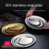 Stainless Fish Dish Korean Style Dan Shaped Bbq Dish Golden Oval Tray Flat Snack Dish 15 X 25 Cm