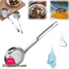 Stainless Steel Fine Mesh Straine Colander Fine Mesh Sieve, Foam Skimmer Oil Filter Spoon Long Handle Stainless Steel Fry Jhara 12Cm