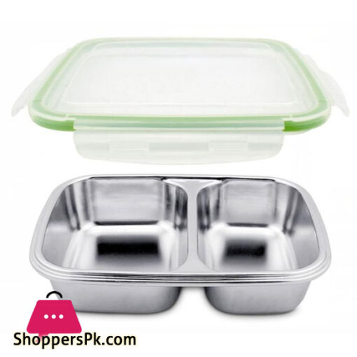 Stainless Steel Lunch Box 2 Compartment Sealed Leak-Proof Lunch Box 650ML