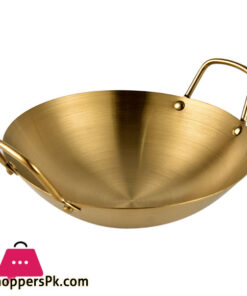 Stainless Steel Matte Gold Stove Chef Wok - 30CM