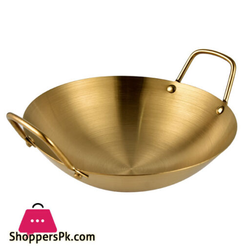 Stainless Steel Matte Gold Stove Chef Wok - 30CM