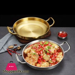 Golden Spanish Paella Pan Stainless Steel Golden Seafood Pot Cookware For Kitchen With Handle 30Cm