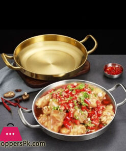 Golden Spanish Paella Pan Stainless Steel Golden Seafood Pot Cookware For Kitchen With Handle 28Cm 5 Golden Spanish Paella Pan Stainless Steel Golden Seafood Pot Cookware For Kitchen With Handle 28Cm - Image 2