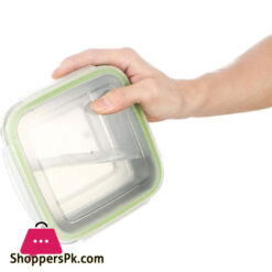 Stainless Steel Square Lunch Box with Transparent Plastic Lid Leak proof 2400ML