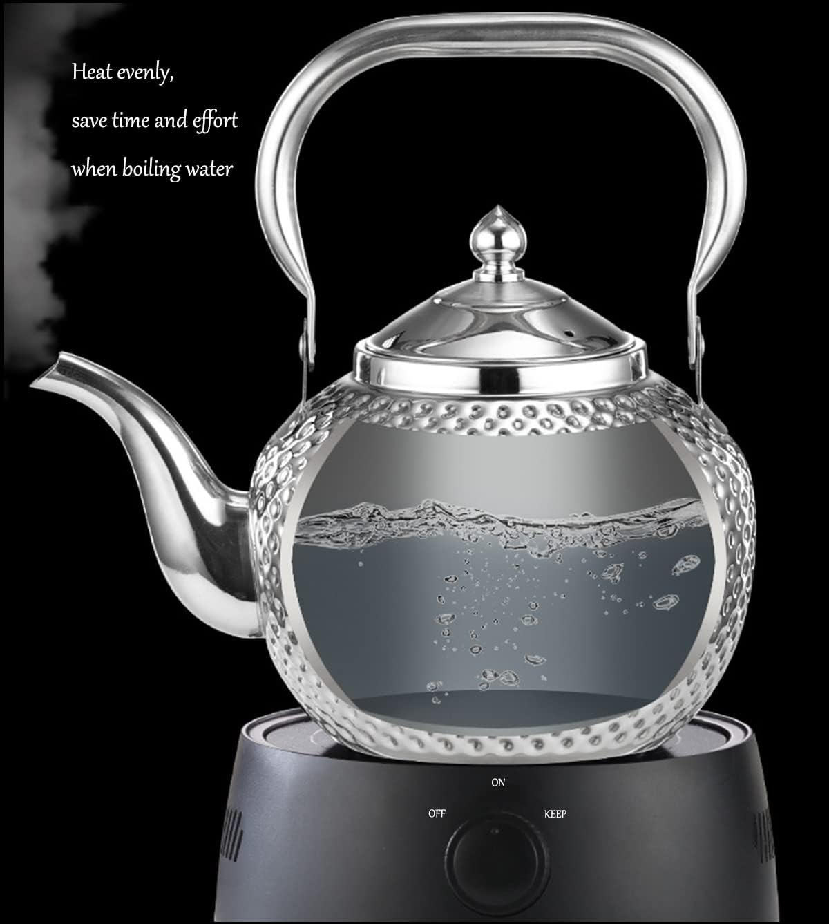 Stainless Steel Tea Kettle With Handle And Tea Strainer 2 Liter Teapot Water Boilers For Home Kitchen Hotel Restaurant
