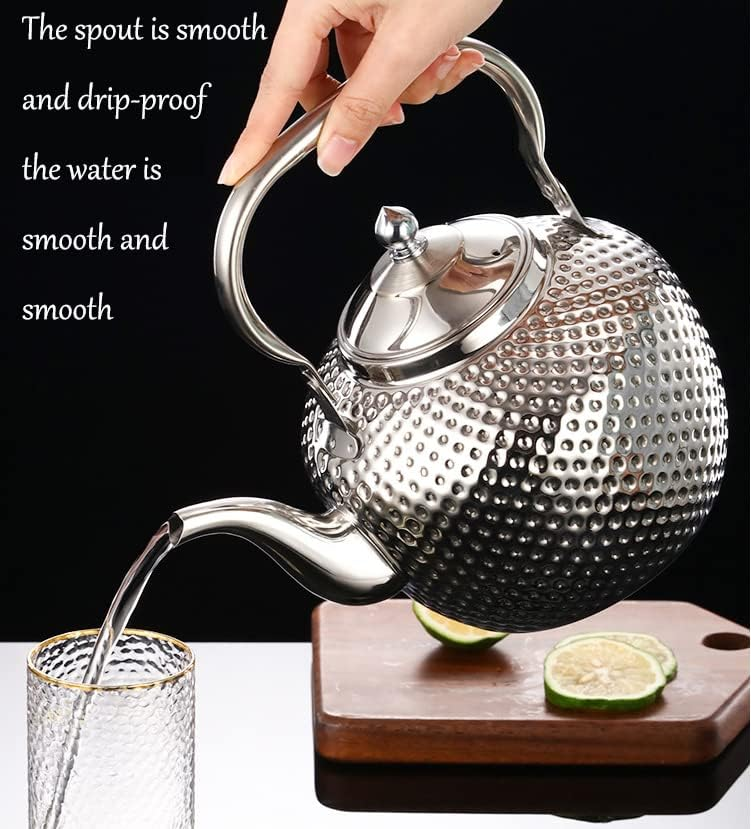 Stainless Steel Tea Kettle With Handle And Tea Strainer 2 Liter Teapot Water Boilers For Home Kitchen Hotel Restaurant