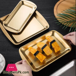 Stainless Trays Bbq Flat Dish Bread Pastry Baking Fruit Vegetable Serving Plate 24 X 21-Cm