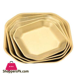 Golden Stainless Octagon Bbq Serving Platter Dinner And Breakfast Plate Tableware 15 Cm