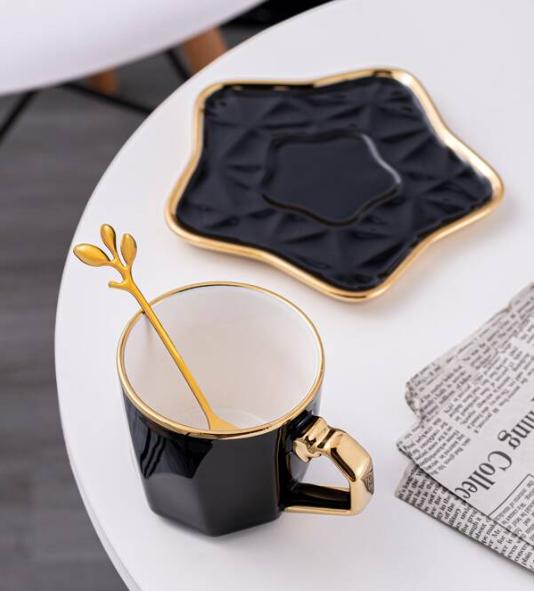 Streamlined Coffee Cup And Saucer With Spoon Mg-206 8 Streamlined Coffee Cup And Saucer With Spoon Mg-206