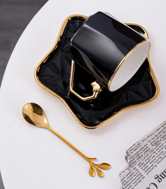 Streamlined Coffee Cup And Saucer With Spoon Mg-206 9 Streamlined Coffee Cup And Saucer With Spoon Mg-206