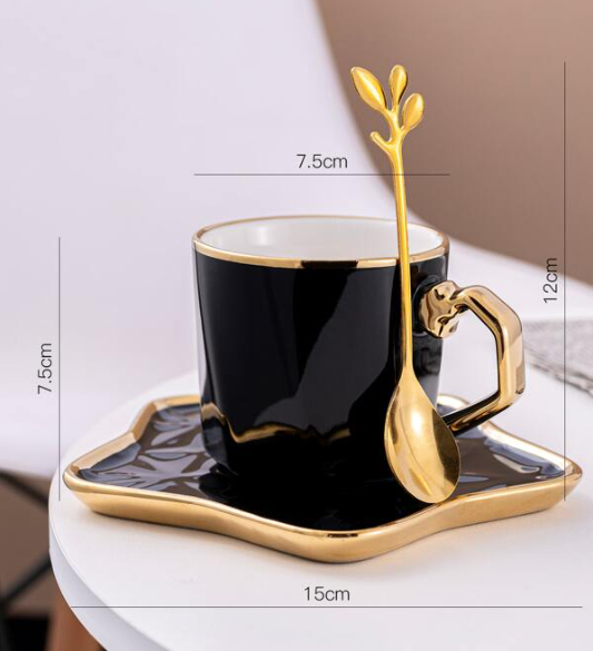 Streamlined Coffee Cup And Saucer With Spoon Mg-206 10 Streamlined Coffee Cup And Saucer With Spoon Mg-206