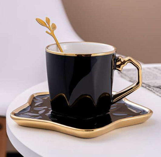 Streamlined Coffee Cup And Saucer With Spoon Mg-206 6 Streamlined Coffee Cup And Saucer With Spoon Mg-206