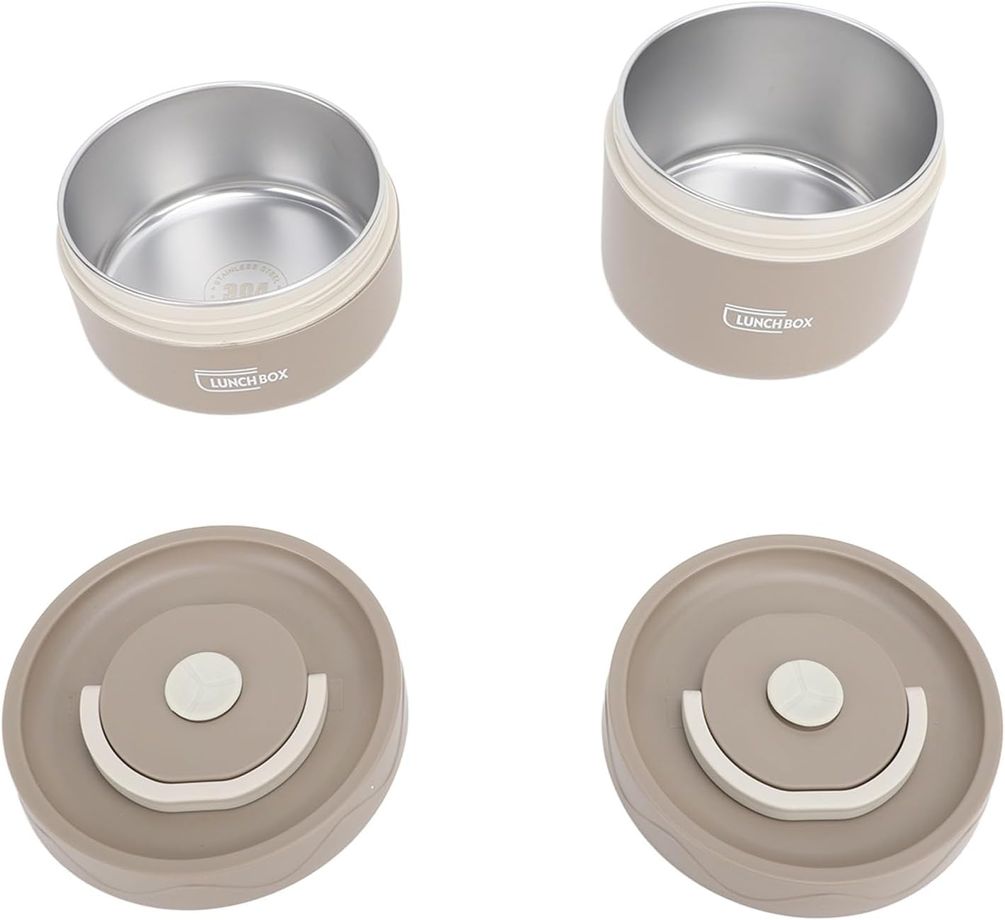 Thermal Lunch Box Safe 304 Stainless Steel Portable Insulated Food Container With Lid For School 2Pcs 1300Ml