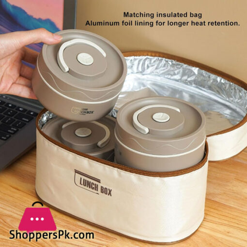 Thermal Lunch Box Safe 304 Stainless Steel Portable Insulated Food Container with Lid for School 4Pcs 2600ML