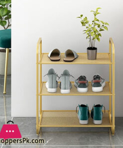 Three Layers Shoe Rack Wrought Iron Metal Creative Table Gold