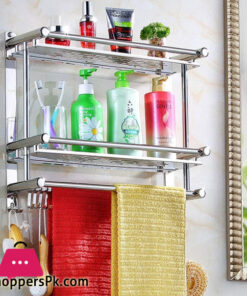 Towel Rack Wall-Mounted Double Towel Bars Bathroom Towel Rail Punch Free Rust Proof Storage Rack,Thicken Kitchen Towel Rack,for Bathroom