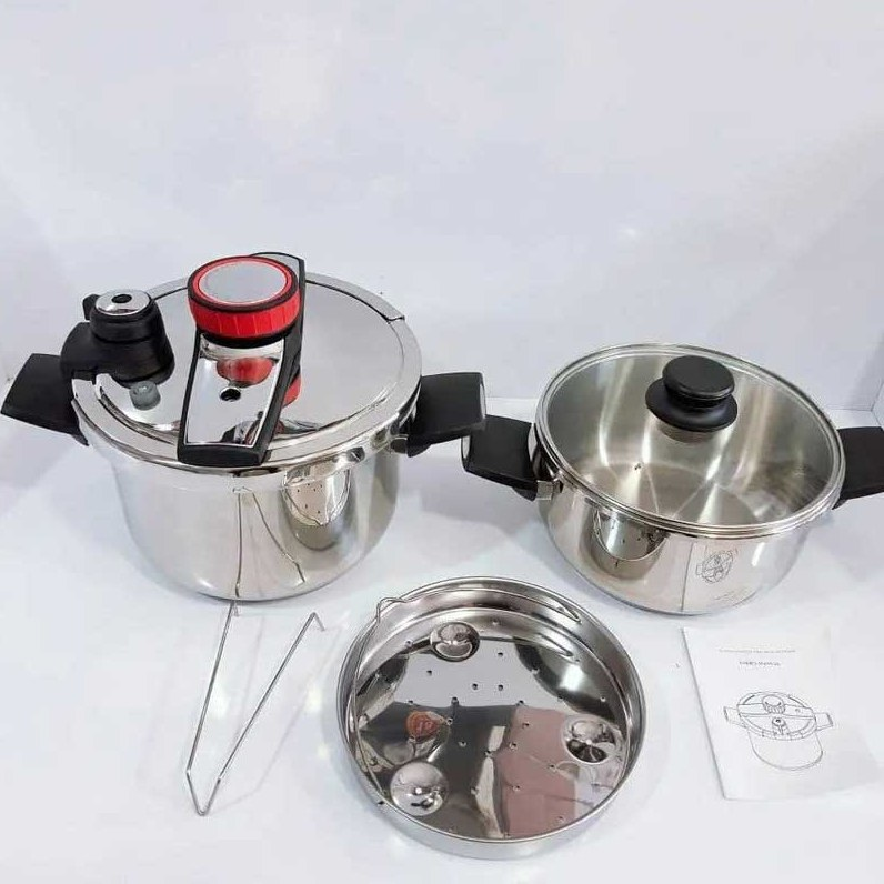 Twin 7 and 5 liter pressure cookers, engraved German unique, original and guaranteed quality 22CM