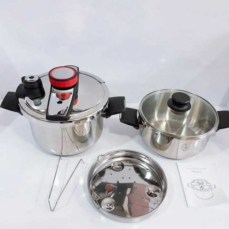 Twin 7 And 5 Liter Pressure Cookers, Engraved German Unique, Original And Guaranteed Quality 22Cm
