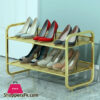 Two Layers Shoe Rack Wrought Iron Metal Creative Table Gold