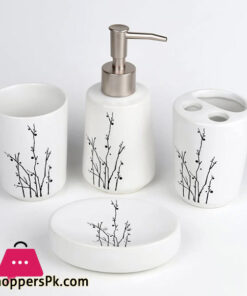 White Color Glossy Ceramic Bathroom Set