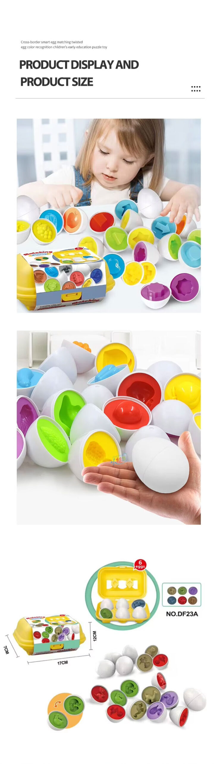 6 Pcs Smart Eggs Puzzle Toys For Kids Early Education Recognize Color Shape Matching Puzzle 3D Egg Montessori