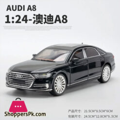 1:24 Audi A8 High Simulation Diecast Metal Alloy Model Car Sound Light Pull Back Collection Kids Toy Gifts