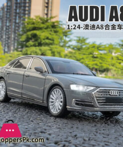 1:24 Audi A8 High Simulation Diecast Metal Alloy Model Car Sound Light Pull Back Collection Kids Toy Gifts