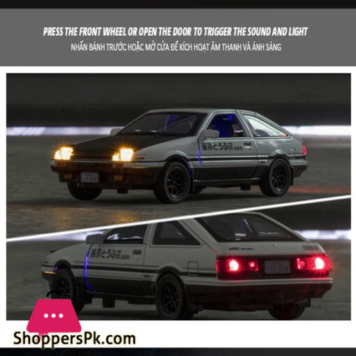 1:28 INITIAL D AE86 Alloy Car Model Diecasts & Toy Vehicles With Sound Light Pull Back Car Collection Kids Toys Gift