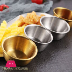 1Pc Korean Sauce Katori Tableware 304 Stainless Steel Golden Seasoning Plate Tomato Sauce Bowl - 7Cm