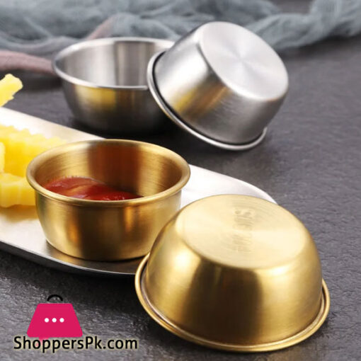 1pc Korean Sauce Katori Tableware 304 Stainless Steel Golden Seasoning Plate Tomato Sauce Bowl - 6cm