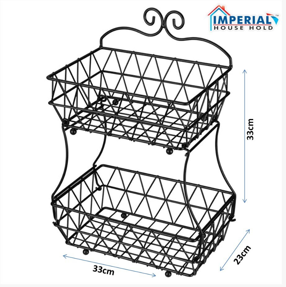 2 Tier Fruit Basket Bread Storage Display Stand With Screws Free Design
