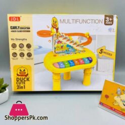 2 In 1 Multifunction Early Education Track Duck Slide Piano Set 5 Modes